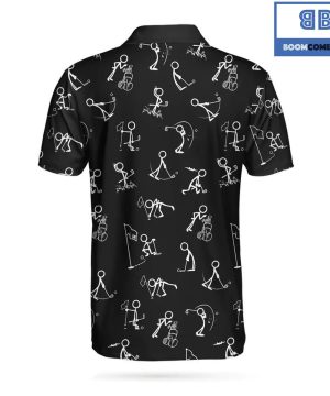 Doodling Golfer Playing Golf Athletic Collared Men's Polo Shirt