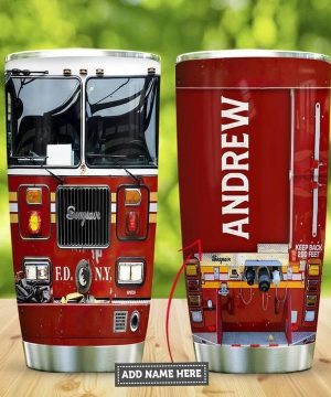 Firefighting Fire Truck Custom Name Steel Tumbler