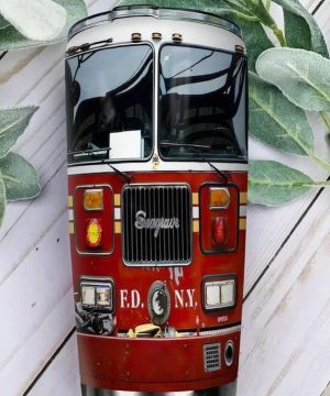 Firefighting Fire Truck Custom Name Steel Tumbler