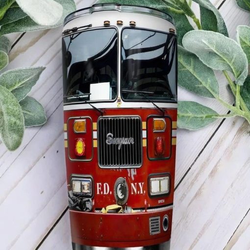 Firefighting Fire Truck Custom Name Steel Tumbler