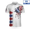 Golf American Flag Eagle Wings White Golf Pattern Athletic Collared Men’s Polo Shirt