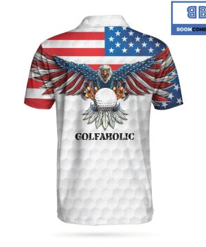 Golf American Flag Eagle Wings White Golf Pattern Athletic Collared Men's Polo Shirt