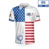 Golf American Flag Eagle Wings White Golf Pattern Athletic Collared Men’s Polo Shirt