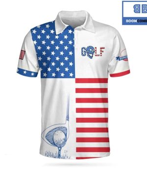 Golf American Flag Horizontal Stripes Pattern Athletic Collared Men’s Polo Shirt