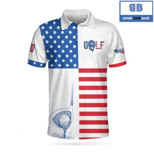 Golf American Flag Horizontal Stripes Pattern Athletic Collared Men’s Polo Shirt