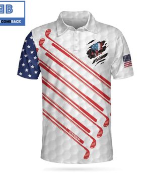 Golf American Flag Skull Ripped Athletic Collared Men’s Polo Shirt