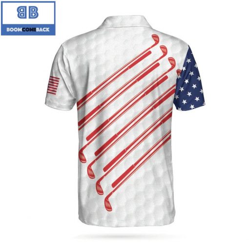 Golf American Flag Skull Ripped Athletic Collared Men’s Polo Shirt