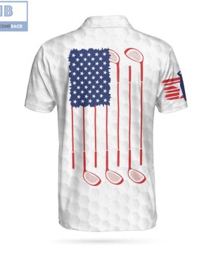 Golf American Flag White Athletic Collared Men’s Polo Shirt