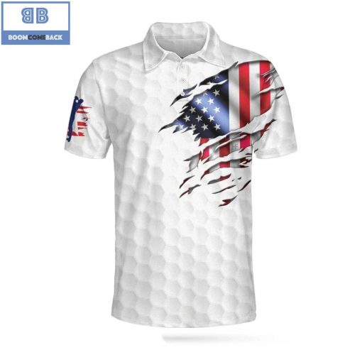 Golf American Flag White Athletic Collared Men’s Polo Shirt