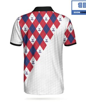 Golf Argyle Pattern With American Flag Athletic Collared Men's Polo Shirt