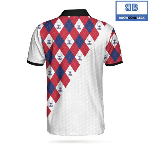 Golf Argyle Pattern With American Flag Athletic Collared Men’s Polo Shirt