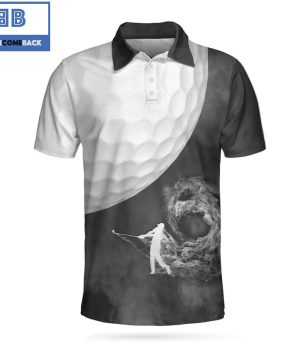 Golf Ball And Golfer With Smoke Athletic Collared Men’s Polo Shirt