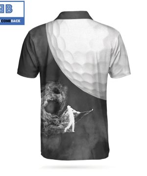 Golf Ball And Golfer With Smoke Athletic Collared Men’s Polo Shirt