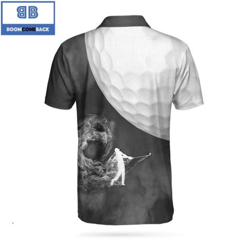 Golf Ball And Golfer With Smoke Athletic Collared Men’s Polo Shirt