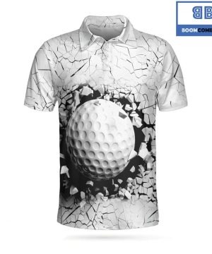 Golf Ball Breaking Black And White Cracking Pattern Athletic Collared Men’s Polo Shirt