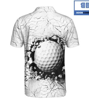 Golf Ball Breaking Black And White Cracking Pattern Athletic Collared Men’s Polo Shirt