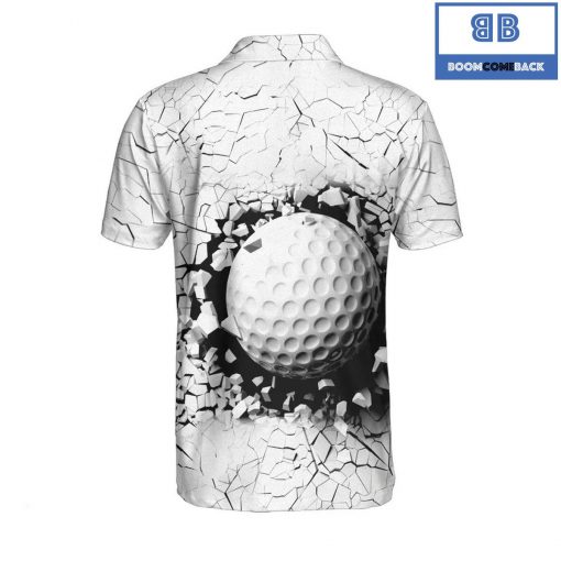 Golf Ball Breaking Black And White Cracking Pattern Athletic Collared Men’s Polo Shirt