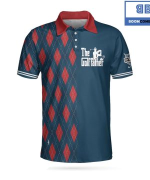 Golf Best Papa By Par Argyle Pattern Athletic Collared Men’s Polo Shirt