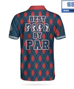 Golf Best Papa By Par Argyle Pattern Athletic Collared Men’s Polo Shirt