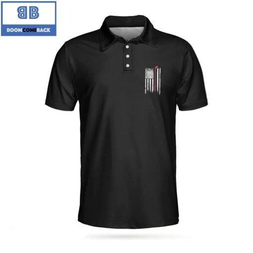 Golf Black And White American Flag Athletic Collared Men’s Polo Shirt