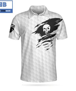 Golf Black And White Golf Pattern Ripped Skull Athletic Collared Men’s Polo Shirt