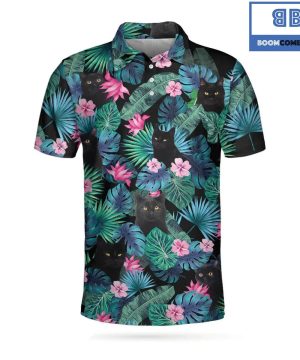 Golf Black Cat Tropical Athletic Collared Men’s Polo Shirt