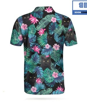 Golf Black Cat Tropical Athletic Collared Men's Polo Shirt