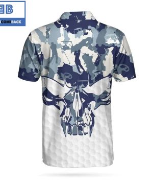 Golf Blue And White Camouflage Golf Set Skull Athletic Collared Men's Polo Shirt