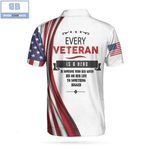 Golf Eagle American Flag Every Veteran Is A Hero Athletic Collared Men’s Polo Shirt