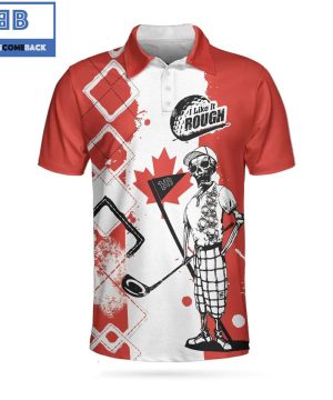 Golf I Like It Rough Canada Flag Argyle Pattern Skeleton Golfing Athletic Collared Men’s Polo Shirt