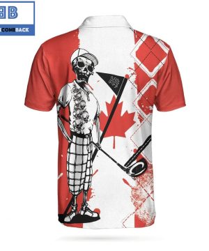 Golf I Like It Rough Canada Flag Argyle Pattern Skeleton Golfing Athletic Collared Men's Polo Shirt