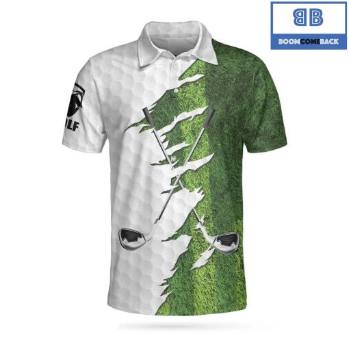 Golf I’d Tap That Grass Pattern Athletic Collared Men’s Polo Shirt