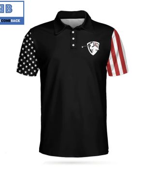 Golf Let’s Par Tee Dark Theme American Flag Athletic Collared Men’s Polo Shirt