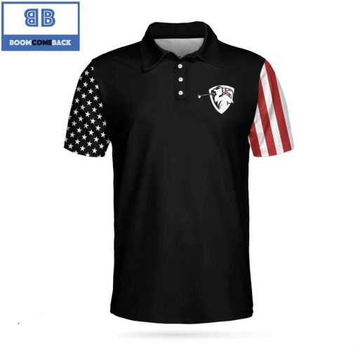 Golf Let’s Par Tee Dark Theme American Flag Athletic Collared Men’s Polo Shirt