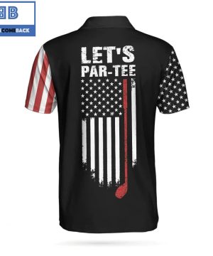 Golf Let’s Par Tee Dark Theme American Flag Athletic Collared Men’s Polo Shirt