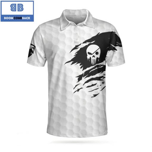 Golf Never Underestimate An Old Man With A Golf Club With White Skull Ripped Athletic Collared Men’s Polo Shirt