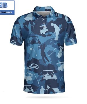 Golf Ocean Blue Camouflage Athletic Collared Men’s Polo Shirt