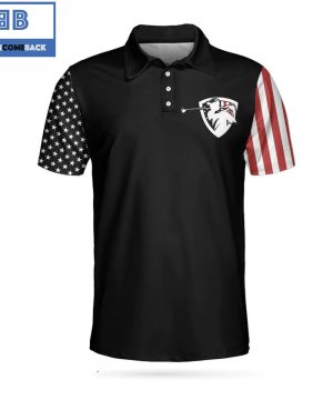 Golf Proud American Dark Theme American Flag Athletic Collared Men’s Polo Shirt