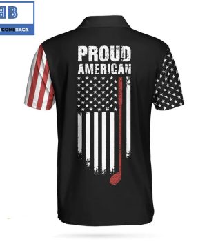 Golf Proud American Dark Theme American Flag Athletic Collared Men’s Polo Shirt