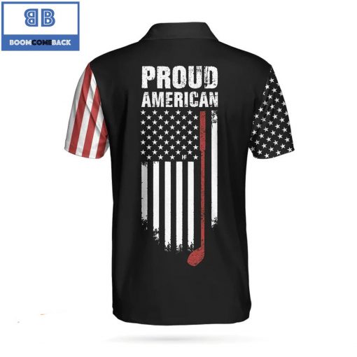 Golf Proud American Dark Theme American Flag Athletic Collared Men’s Polo Shirt