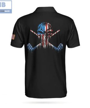 Golf Skull America Flag Wet Paint Athletic Collared Men’s Polo Shirt