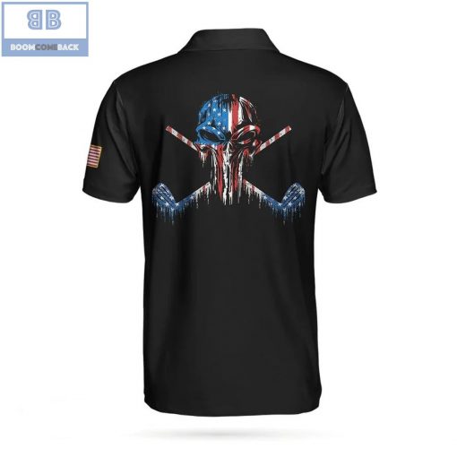 Golf Skull America Flag Wet Paint Athletic Collared Men’s Polo Shirt