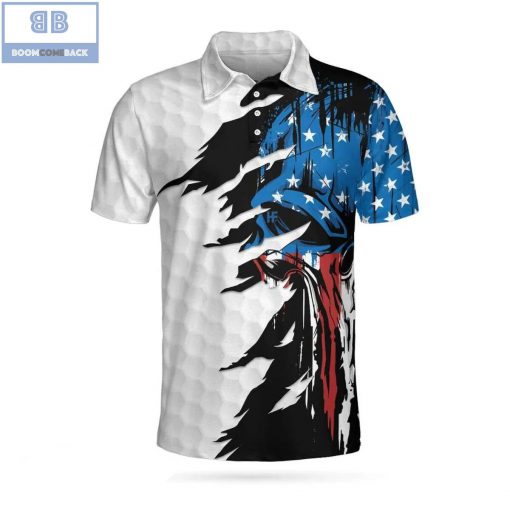 Golf Skull American Ripped Athletic Collared Men’s Polo Shirt