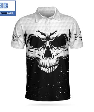 Golf Skull Pattern Black And White Athletic Collared Men’s Polo Shirt