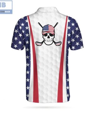 Golf Skull Wear American Flag Hat Golf Ball Pattern Athletic Collared Men’s Polo Shirt