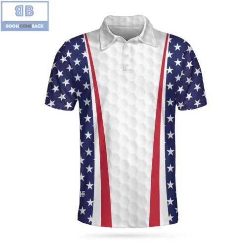 Golf Skull Wear American Flag Hat Golf Ball Pattern Athletic Collared Men’s Polo Shirt