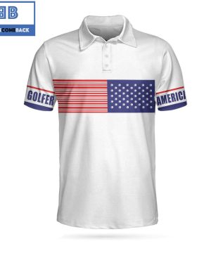 Golf Strips Barcode American Flag Athletic Collared Men’s Polo Shirt