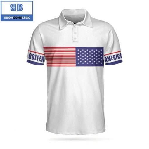 Golf Strips Barcode American Flag Athletic Collared Men’s Polo Shirt