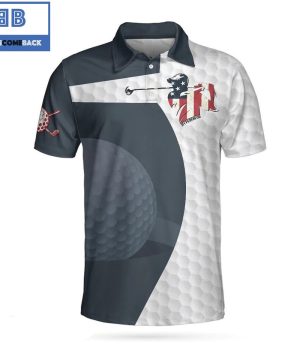 Golf Swing American Flag Golf Ball Texture Athletic Collared Men’s Polo Shirt