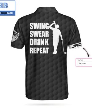 Golf Swing Swear Drink Repeat Athletic Collared Men’s Custom Name Polo Shirt